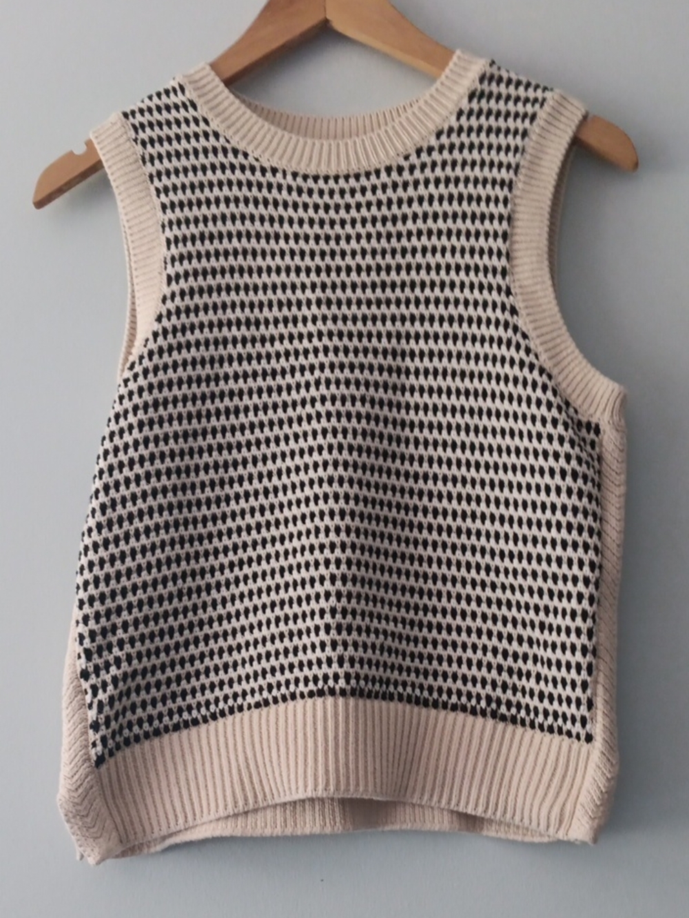 Varley Knowles Textured Knit Sweater Vest Birch Multi XS Cotton